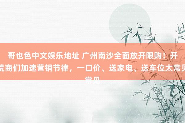 哥也色中文娱乐地址 广州南沙全面放开限购！开荒商们加速营销节律，一口价、送家电、送车位太常见