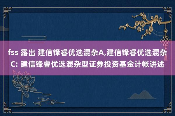 fss 露出 建信锋睿优选混杂A,建信锋睿优选混杂C: 建信锋睿优选混杂型证券投资基金计帐讲述