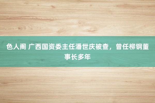 色人阁 广西国资委主任潘世庆被查，曾任柳钢董事长多年