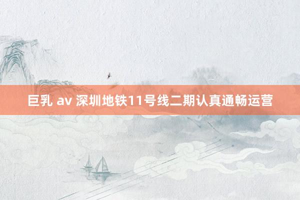 巨乳 av 深圳地铁11号线二期认真通畅运营