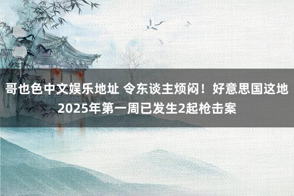 哥也色中文娱乐地址 令东谈主烦闷！好意思国这地2025年第一周已发生2起枪击案