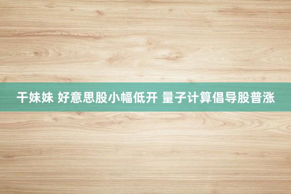 干妹妹 好意思股小幅低开 量子计算倡导股普涨