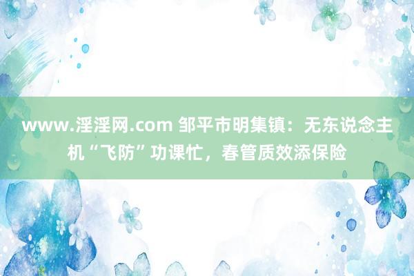 www.淫淫网.com 邹平市明集镇：无东说念主机“飞防”功课忙，春管质效添保险