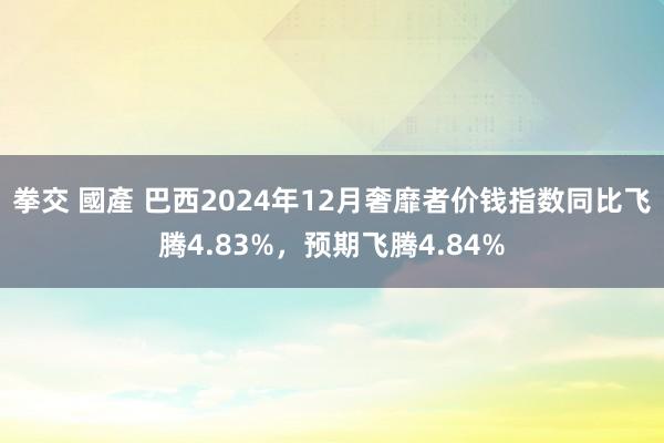 拳交 國產 巴西2024年12月奢靡者价钱指数同比飞腾4.83%，预期飞腾4.84%