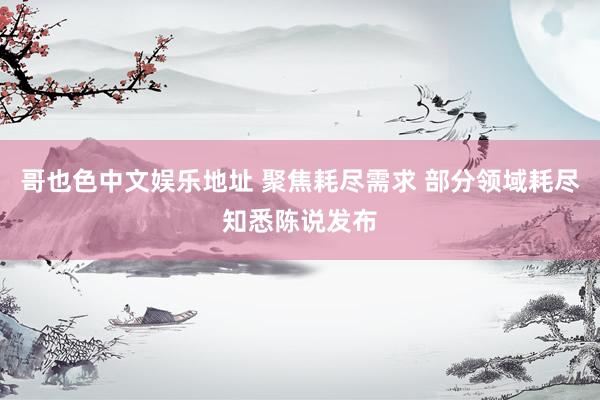 哥也色中文娱乐地址 聚焦耗尽需求 部分领域耗尽知悉陈说发布