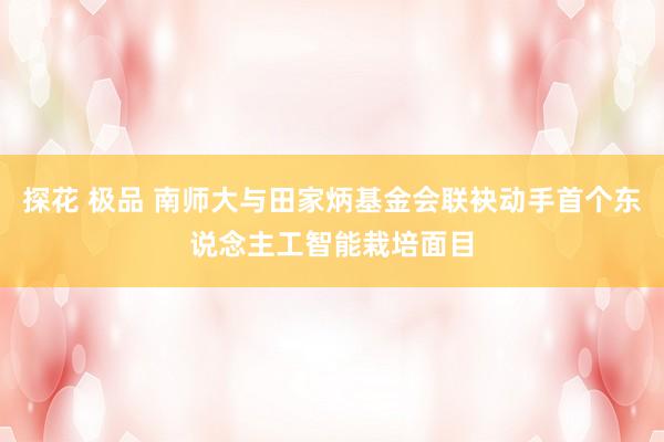 探花 极品 南师大与田家炳基金会联袂动手首个东说念主工智能栽培面目