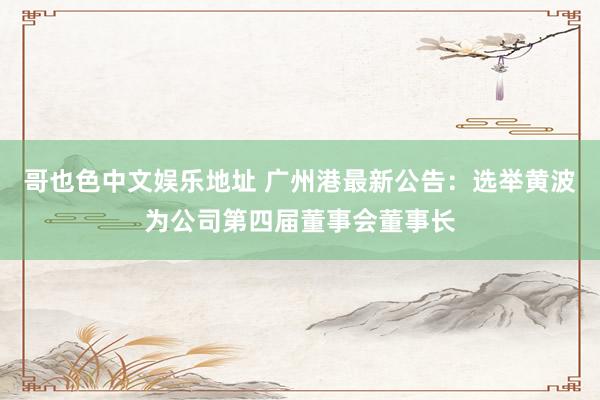 哥也色中文娱乐地址 广州港最新公告：选举黄波为公司第四届董事会董事长