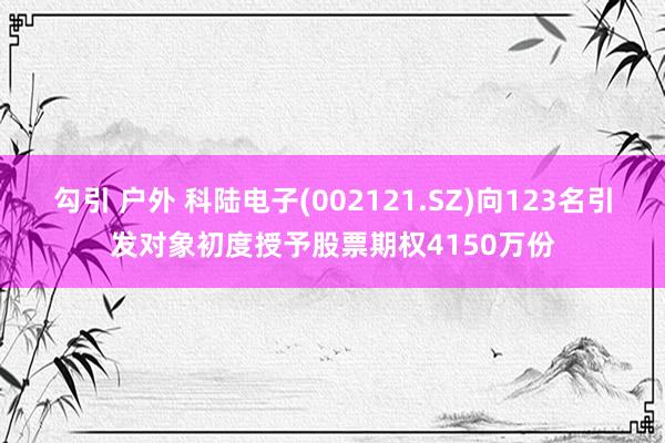 勾引 户外 科陆电子(002121.SZ)向123名引发对象初度授予股票期权4150万份