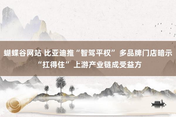 蝴蝶谷网站 比亚迪推“智驾平权” 多品牌门店暗示 “扛得住” 上游产业链成受益方