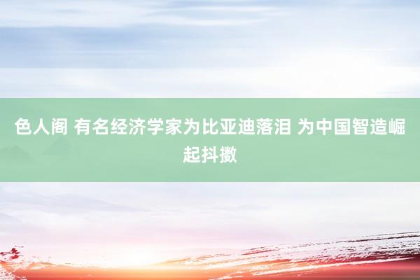 色人阁 有名经济学家为比亚迪落泪 为中国智造崛起抖擞