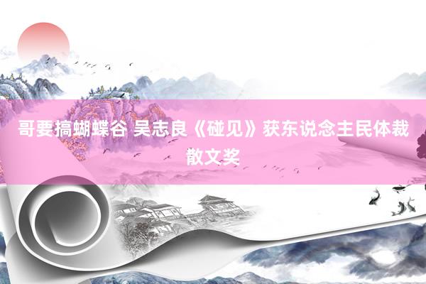 哥要搞蝴蝶谷 吴志良《碰见》获东说念主民体裁散文奖
