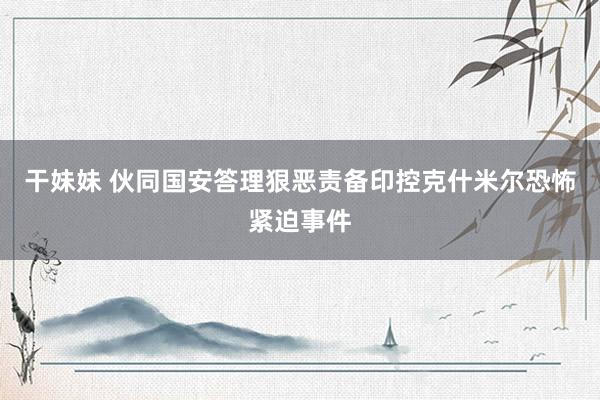 干妹妹 伙同国安答理狠恶责备印控克什米尔恐怖紧迫事件